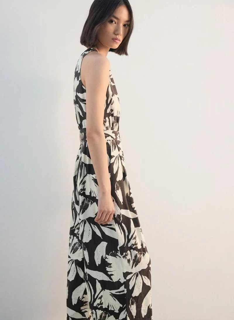 Mango  Printed cropped jumpsuit with belt for Women | Best Price UAE